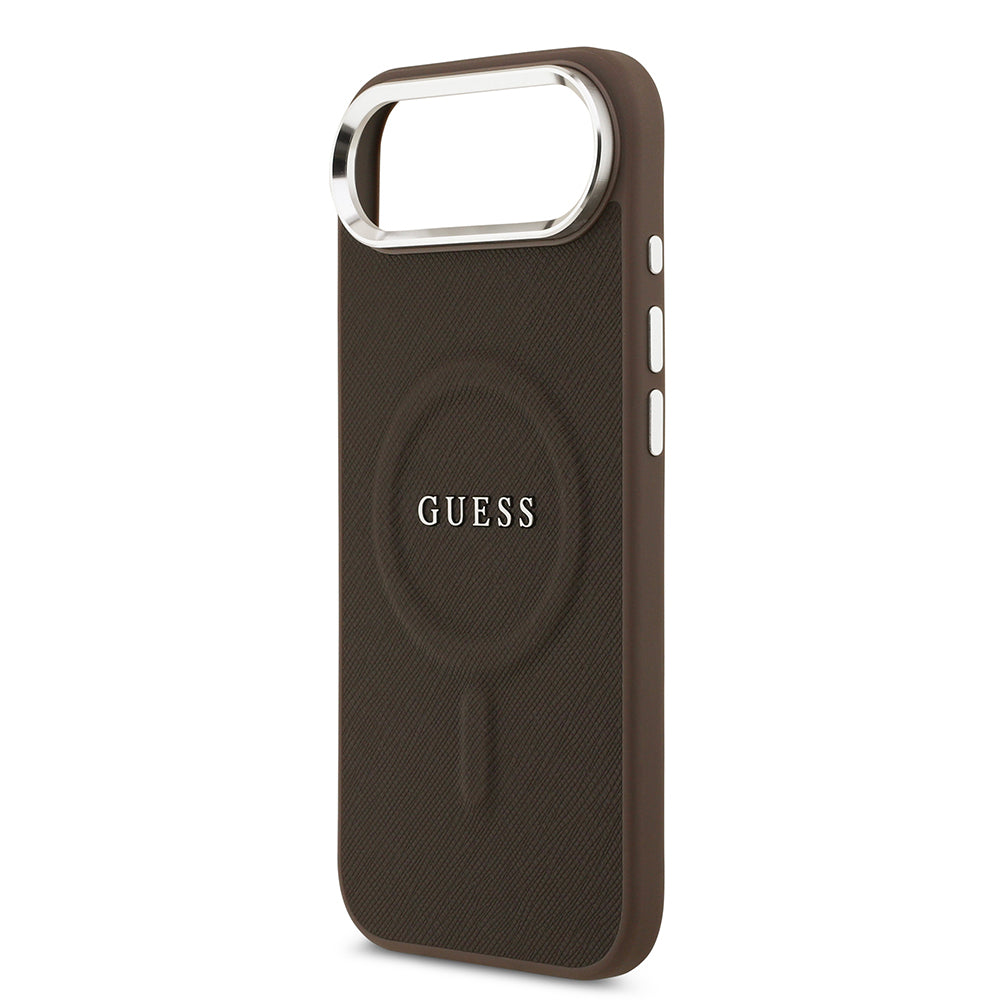 Guess iPhone 17 Air Orjinal Lisanslı M-safe Şarj Özellikli Klasik Yazı Logolu PU Deri Kılıf