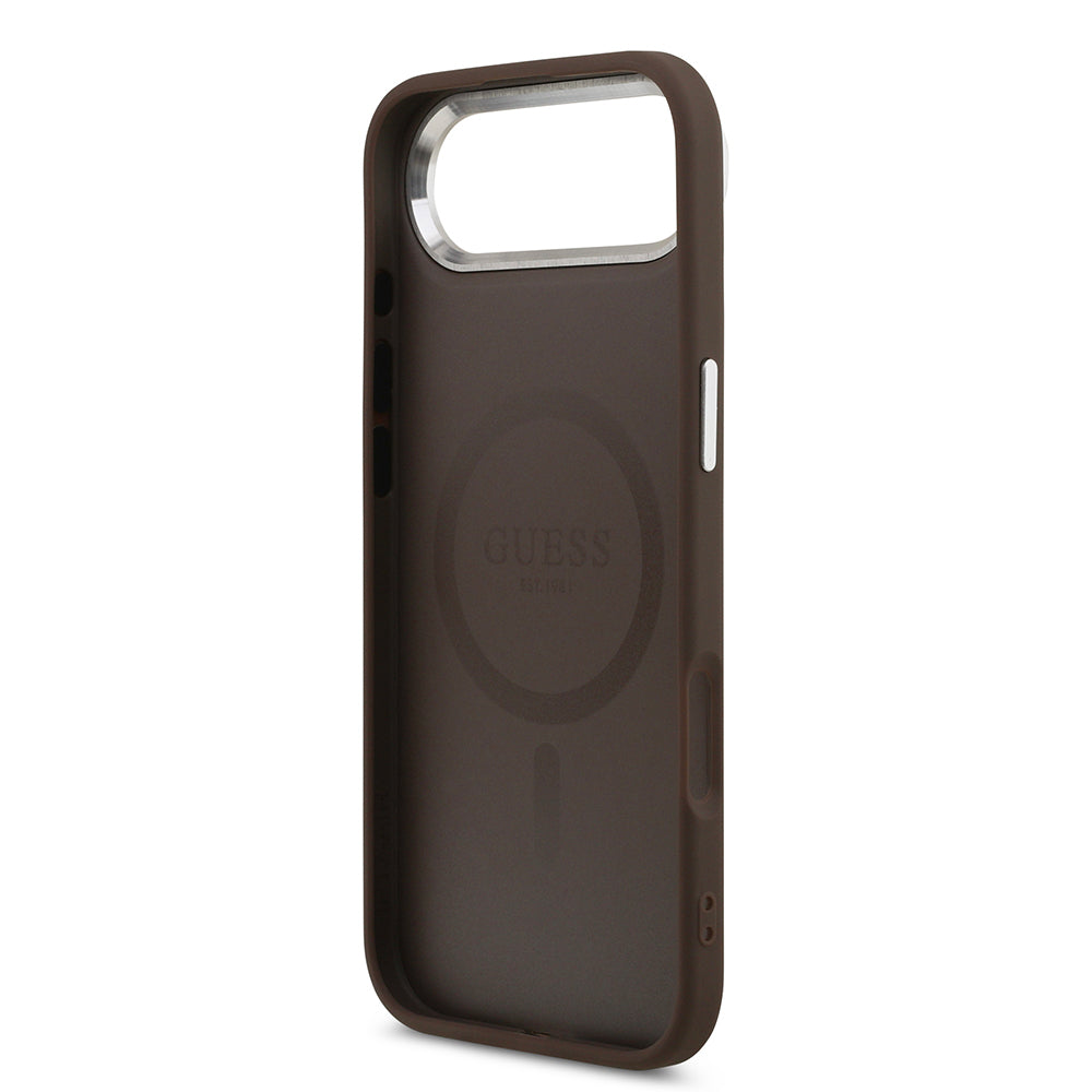 Guess iPhone 17 Air Orjinal Lisanslı M-safe Şarj Özellikli Klasik Yazı Logolu PU Deri Kılıf