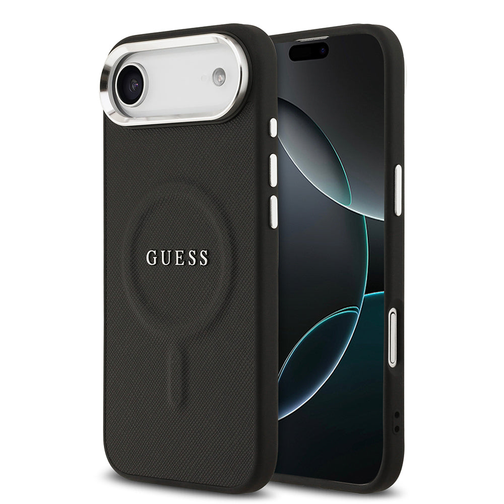 Guess iPhone 17 Air Orjinal Lisanslı M-safe Şarj Özellikli Klasik Yazı Logolu PU Deri Kılıf