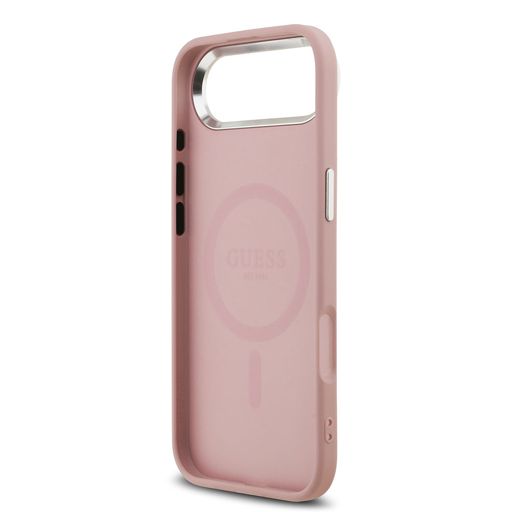 Guess iPhone 17 Air Orjinal Lisanslı M-safe Şarj Özellikli Metal Kamera Çerçeveli Üçgen Logolu Glitter Kılıf