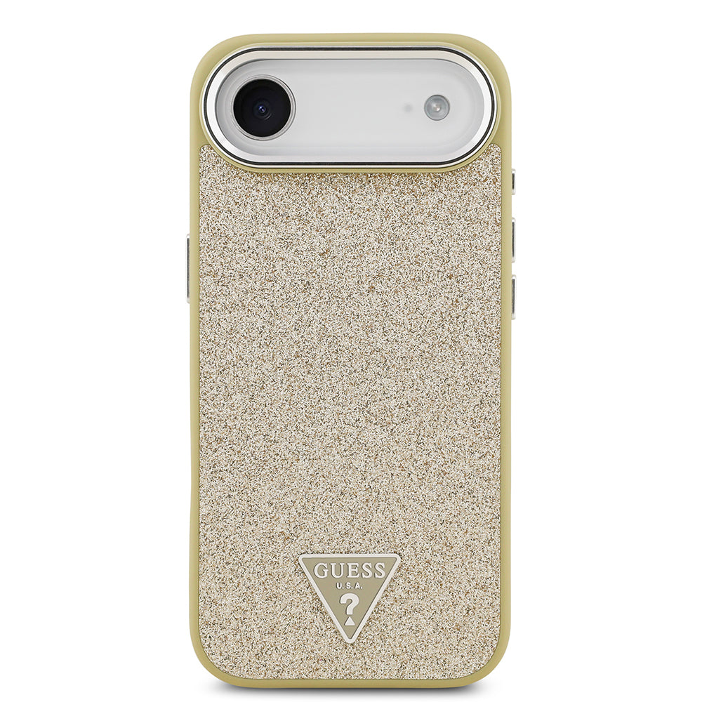 Guess iPhone 17 Air Orjinal Lisanslı M-safe Şarj Özellikli Metal Kamera Çerçeveli Üçgen Logolu Glitter Kılıf