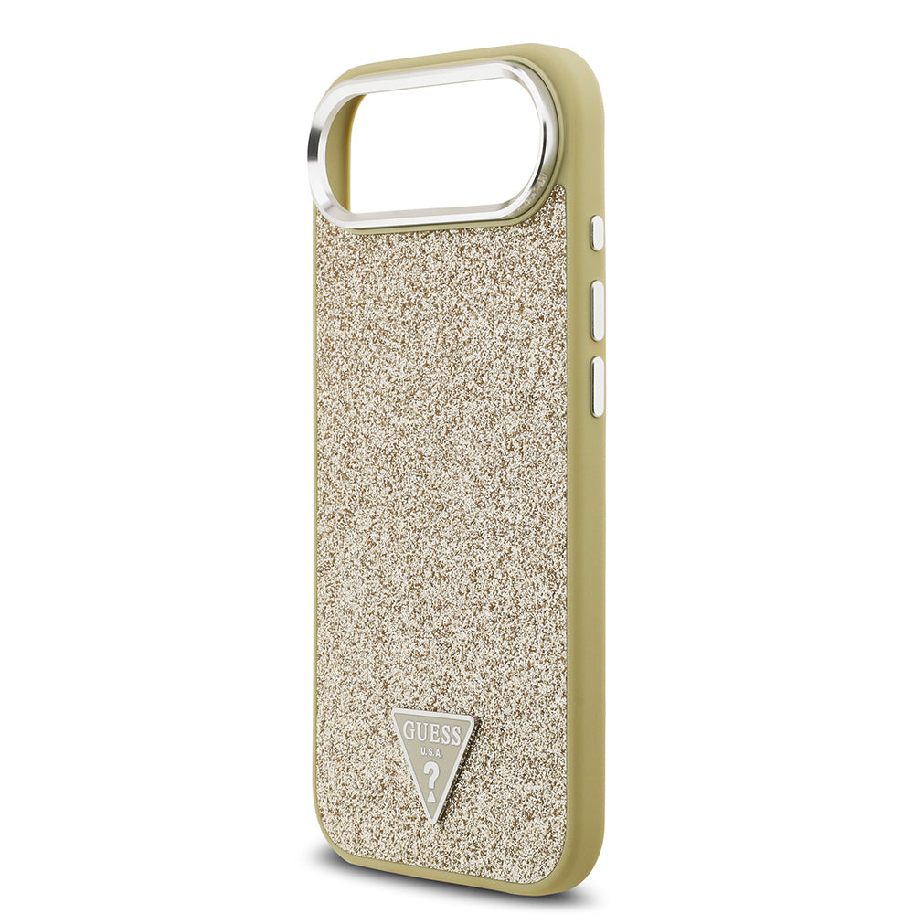 Guess iPhone 17 Air Orjinal Lisanslı M-safe Şarj Özellikli Metal Kamera Çerçeveli Üçgen Logolu Glitter Kılıf
