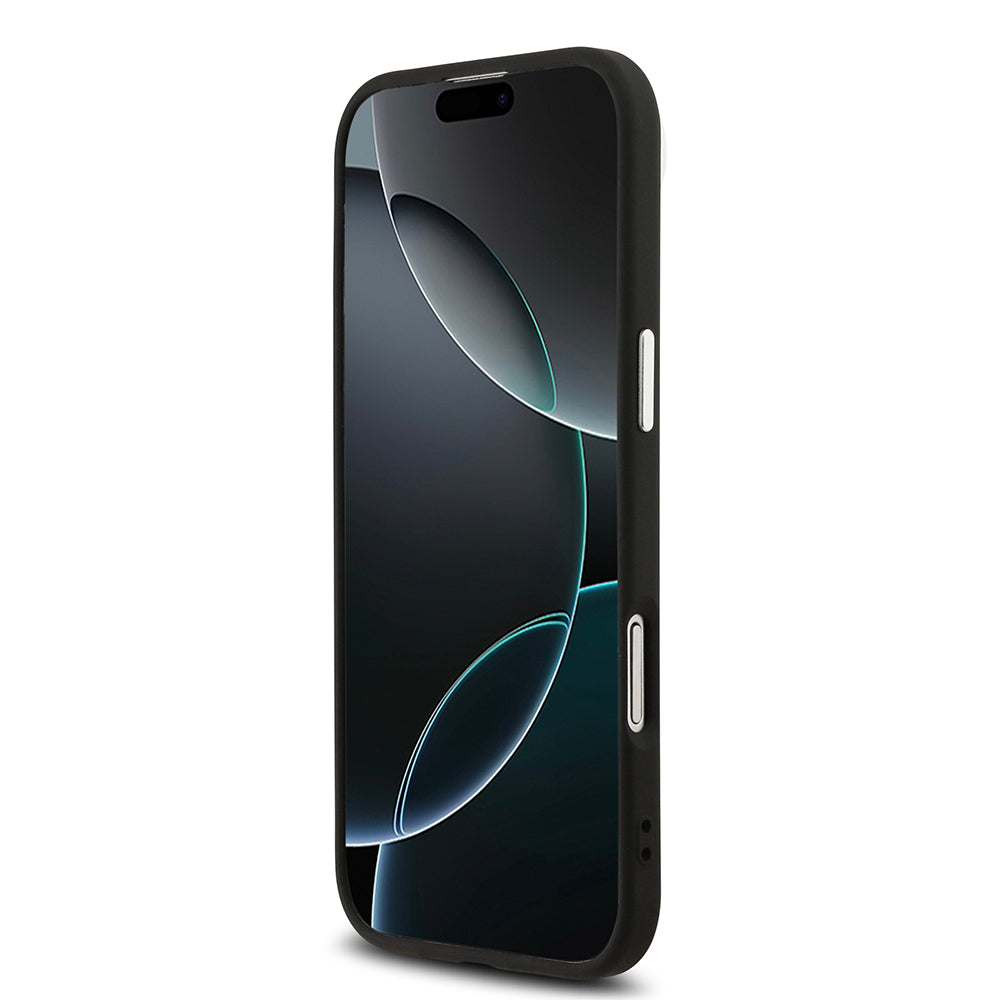 Guess iPhone 17 Air Orjinal Lisanslı M-safe Şarj Özellikli Metal Kamera Çerçeveli Üçgen Logolu Glitter Kılıf