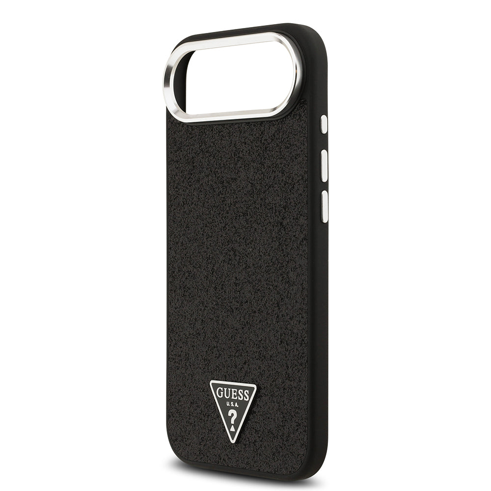 Guess iPhone 17 Air Orjinal Lisanslı M-safe Şarj Özellikli Metal Kamera Çerçeveli Üçgen Logolu Glitter Kılıf