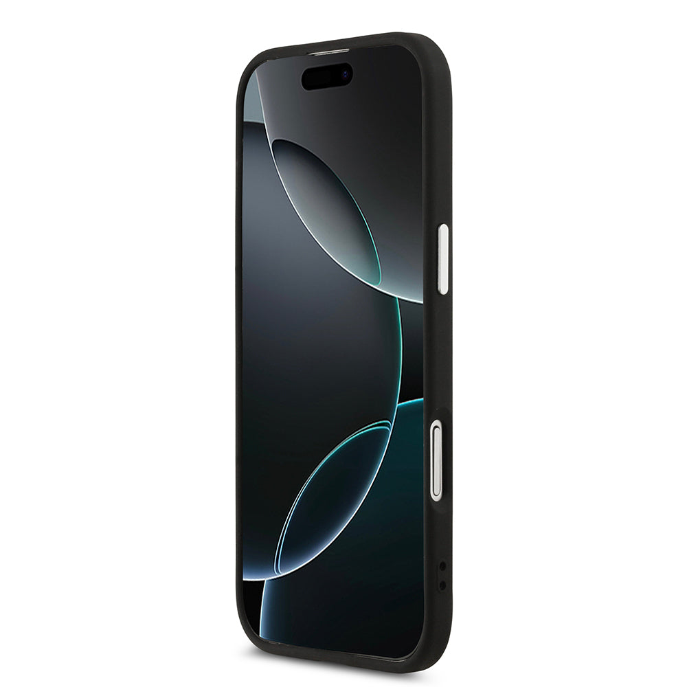 Guess iPhone 17 Air Orjinal Lisanslı M-safe Şarj Özellikli PU Deri Metal Kamera Çerçeveli Üçgen Logolu Kılıf