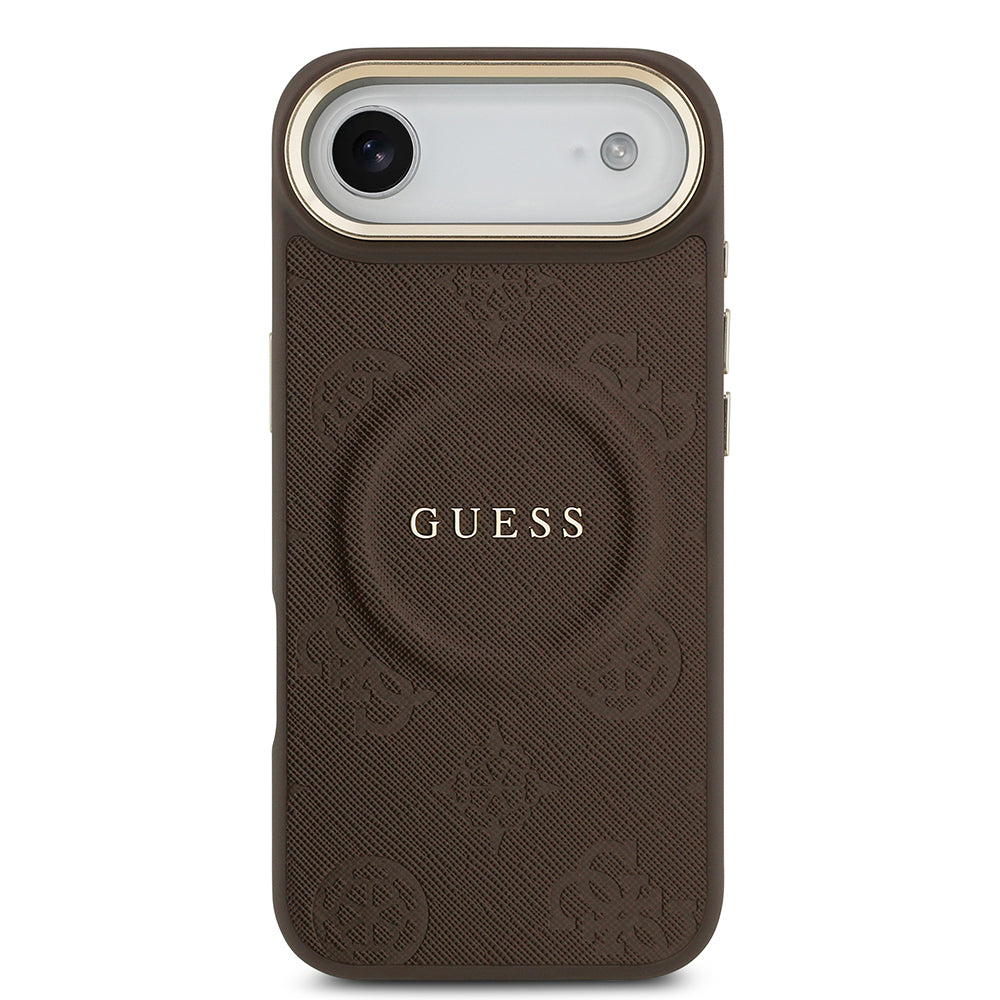 Guess iPhone 17 Air Orjinal Lisanslı M-safe Şarj Özellikli Sıcak Baskılı Yazı Logolu PU Deri Peony Kılıf