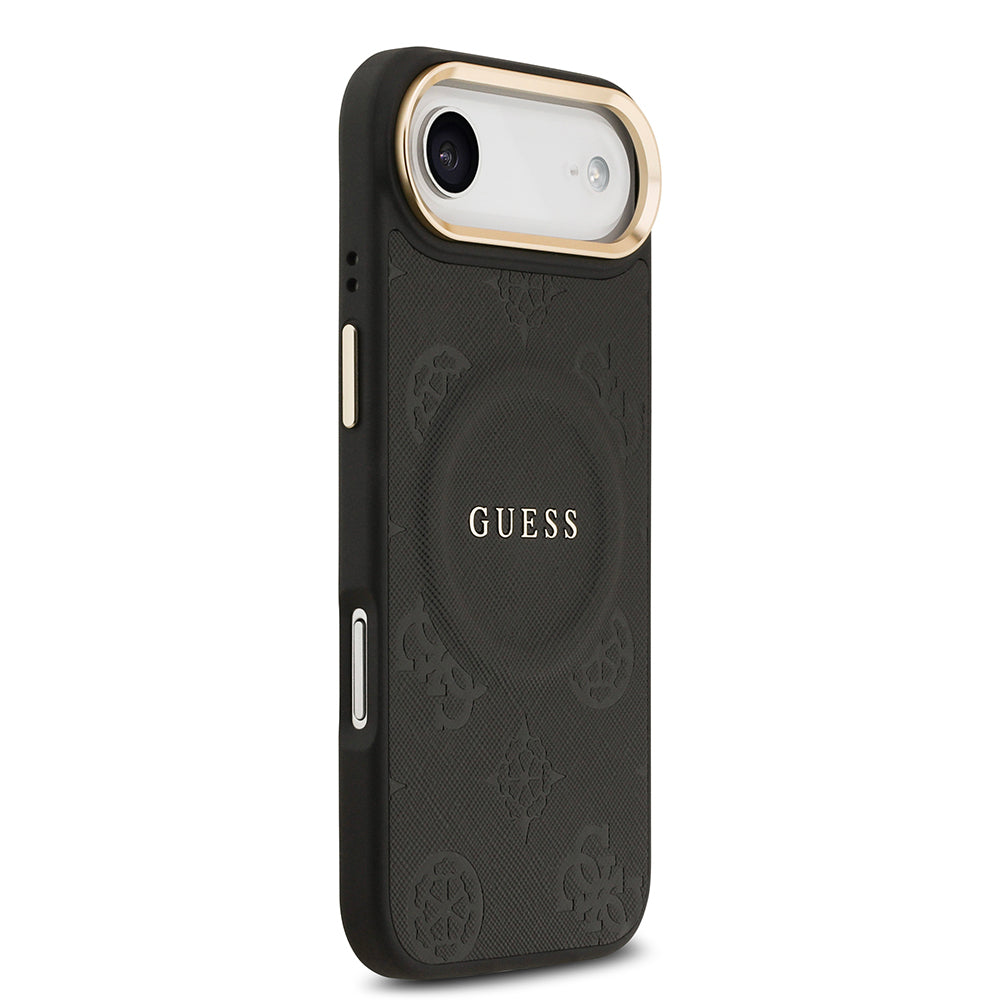 Guess iPhone 17 Air Orjinal Lisanslı M-safe Şarj Özellikli Sıcak Baskılı Yazı Logolu PU Deri Peony Kılıf
