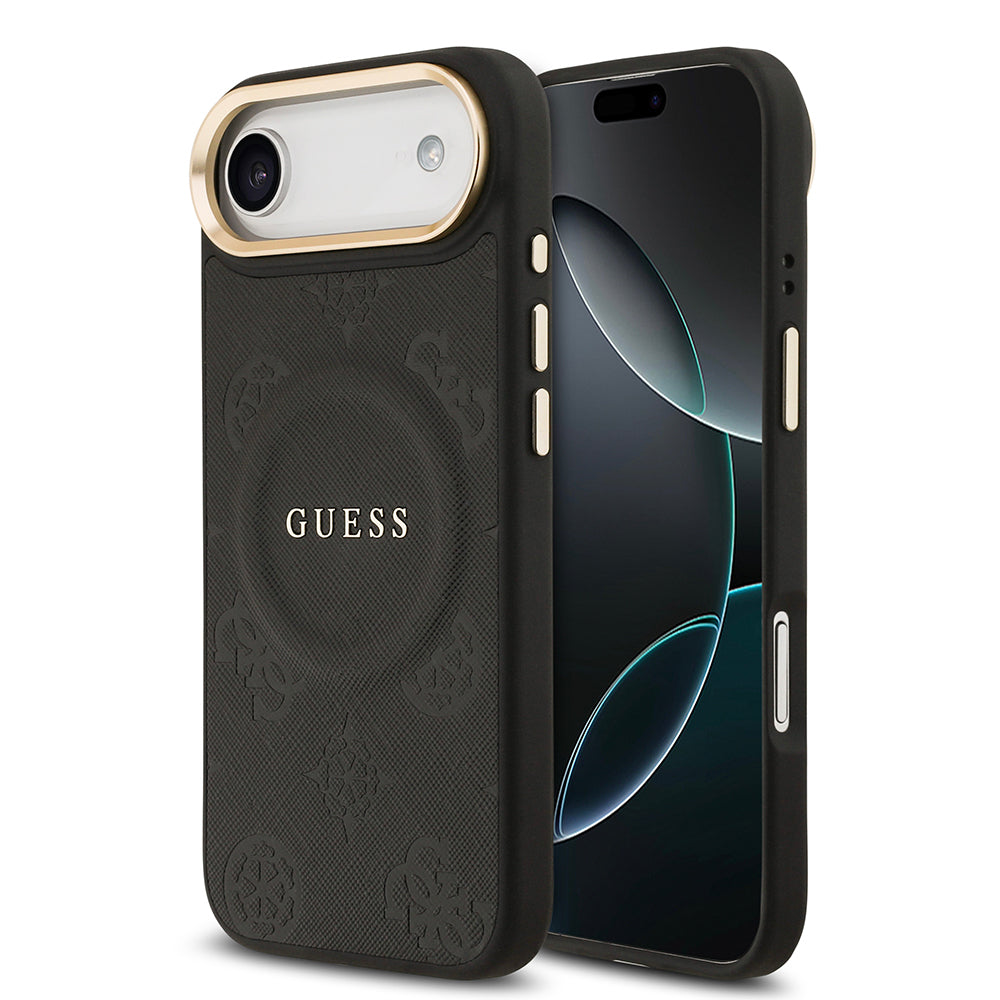 Guess iPhone 17 Air Orjinal Lisanslı M-safe Şarj Özellikli Sıcak Baskılı Yazı Logolu PU Deri Peony Kılıf