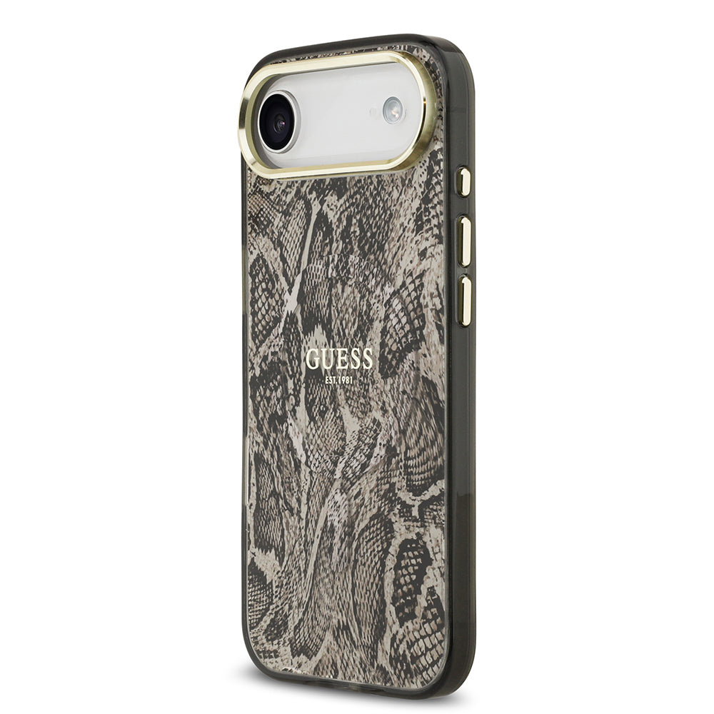 Guess iPhone 17 Air Orjinal Lisanslı M-safe Şarj Özellikli Yazı Logolu Python Desenli Kılıf