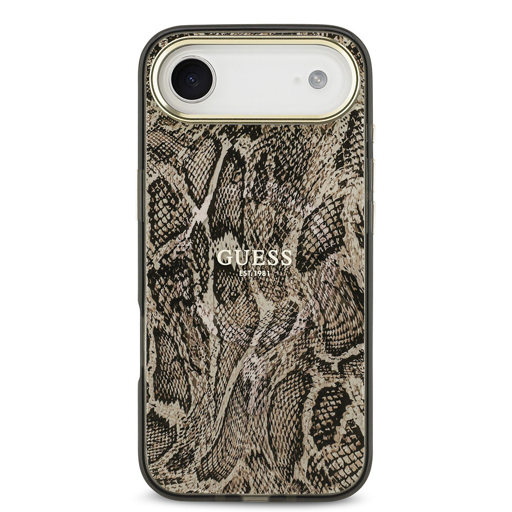 Guess iPhone 17 Air Orjinal Lisanslı M-safe Şarj Özellikli Yazı Logolu Python Desenli Kılıf