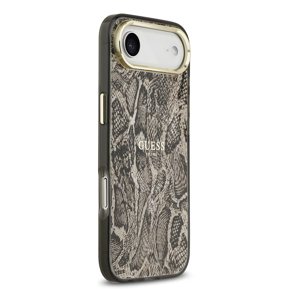 Guess iPhone 17 Air Orjinal Lisanslı M-safe Şarj Özellikli Yazı Logolu Python Desenli Kılıf