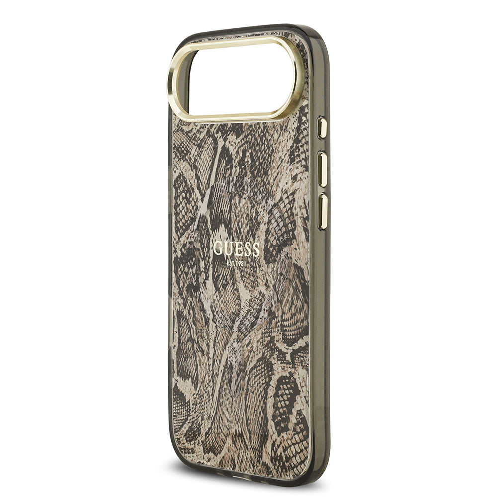 Guess iPhone 17 Air Orjinal Lisanslı M-safe Şarj Özellikli Yazı Logolu Python Desenli Kılıf