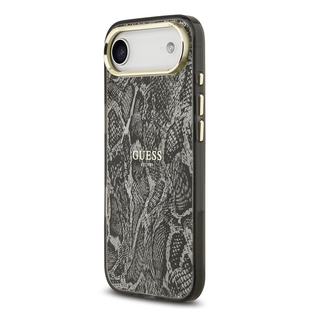 Guess iPhone 17 Air Orjinal Lisanslı M-safe Şarj Özellikli Yazı Logolu Python Desenli Kılıf