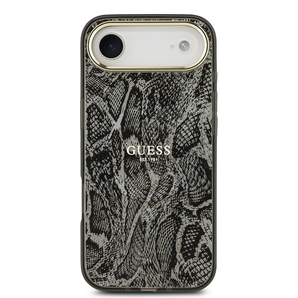 Guess iPhone 17 Air Orjinal Lisanslı M-safe Şarj Özellikli Yazı Logolu Python Desenli Kılıf
