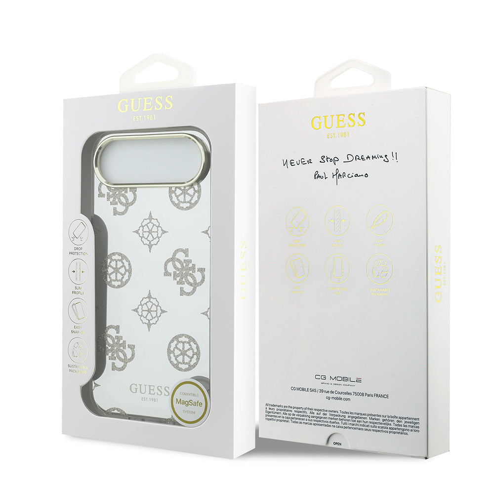 Guess iPhone 17 Air Orjinal Lisanslı Metal Kamera Çerçeveli Simli Aynalı Kılıf
