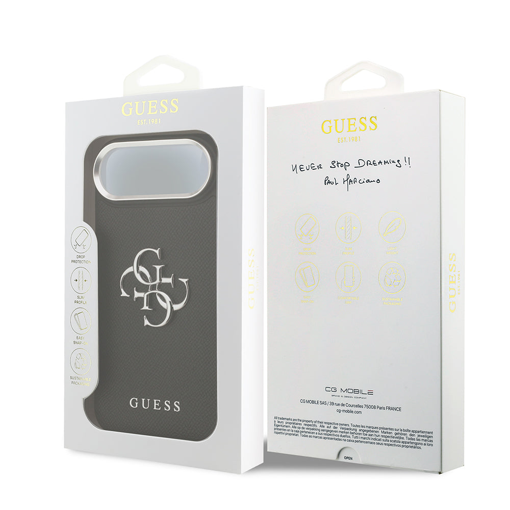 Guess iPhone 17 Air Orjinal Lisanslı PU Deri 4G Büyük Metal Logo Dizaynlı Telefon Kılıfı