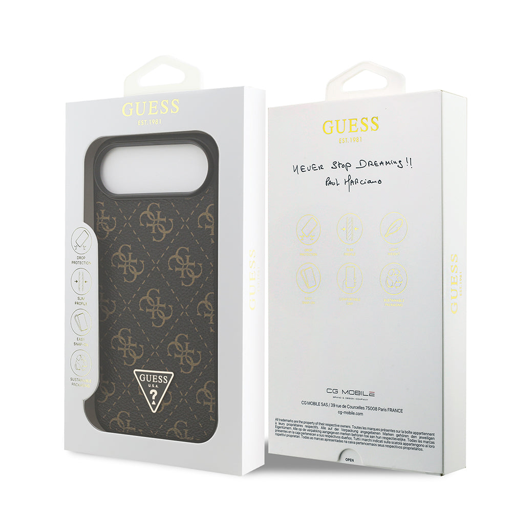 Guess iPhone 17 Air Orjinal Lisanslı PU Deri 4G Desenli Üçgen Logolu Kılıf