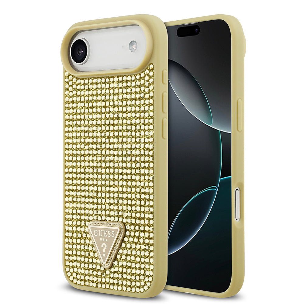 Guess iPhone 17 Air Orjinal Lisanslı Taşlı Arka Yüzey Üçgen Logolu Telefon Kılıfı