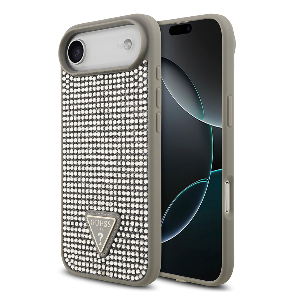 Guess iPhone 17 Air Orjinal Lisanslı Taşlı Arka Yüzey Üçgen Logolu Telefon Kılıfı