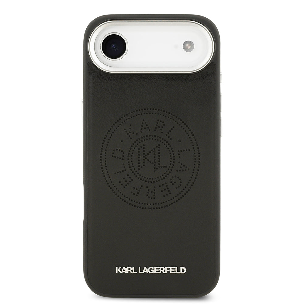 Karl Lagerfeld iPhone 17 Air Orjinal Lisanslı M-safe Şarj Özellikli Delikli Tasarım Metal Logolu PU Deri Kılıf