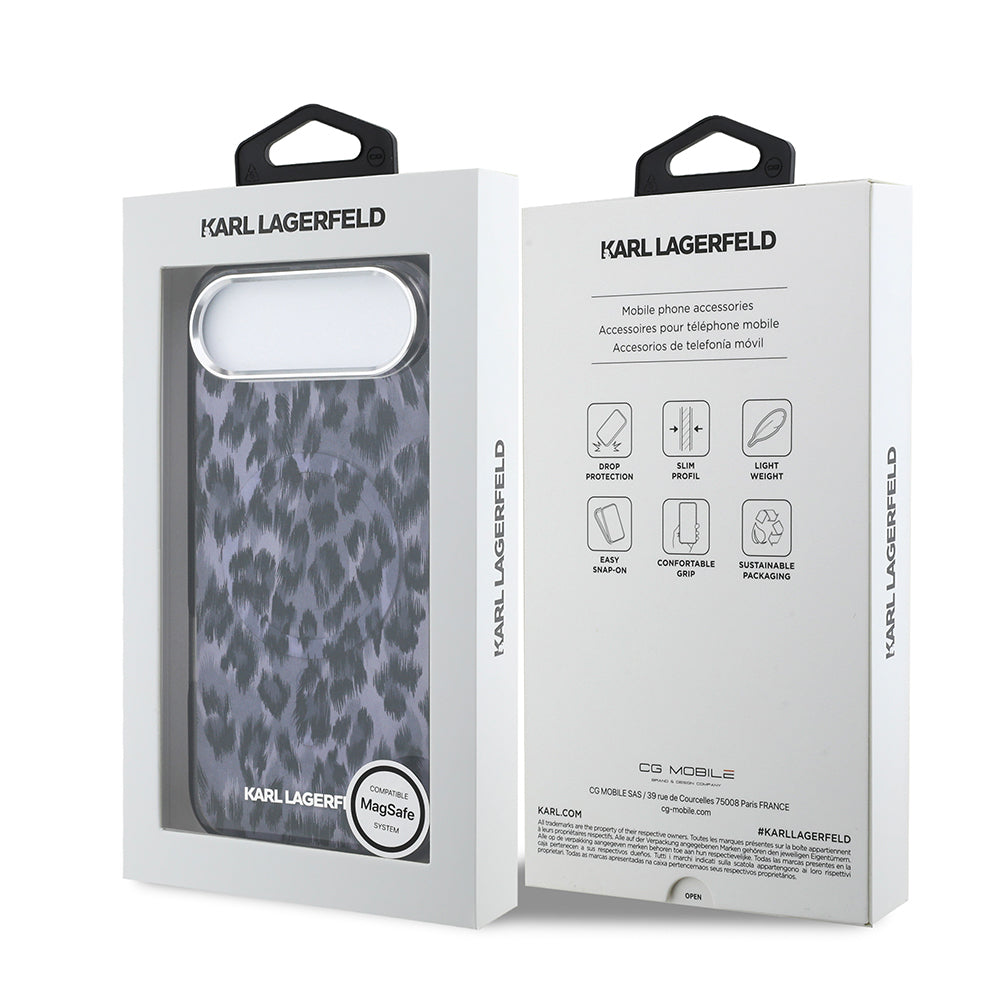 Karl Lagerfeld iPhone 17 Air Orjinal Lisanslı M-safe Şarj Özellikli IML Leopar Baskılı Kılıf