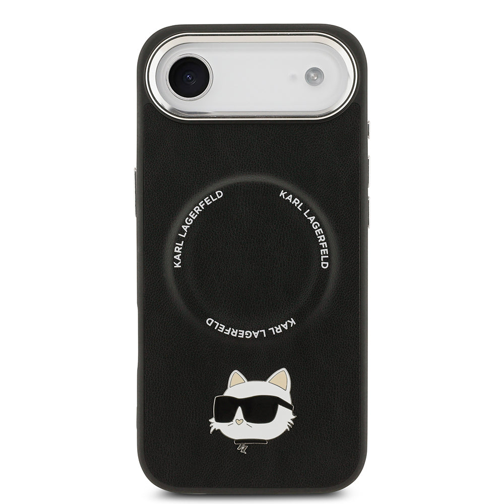 Karl Lagerfeld iPhone 17 Air Orjinal Lisanslı M-safe Şarj Özellikli Metal Kamera ve Buton Tasarımlı Choupette PU Deri Kılıf