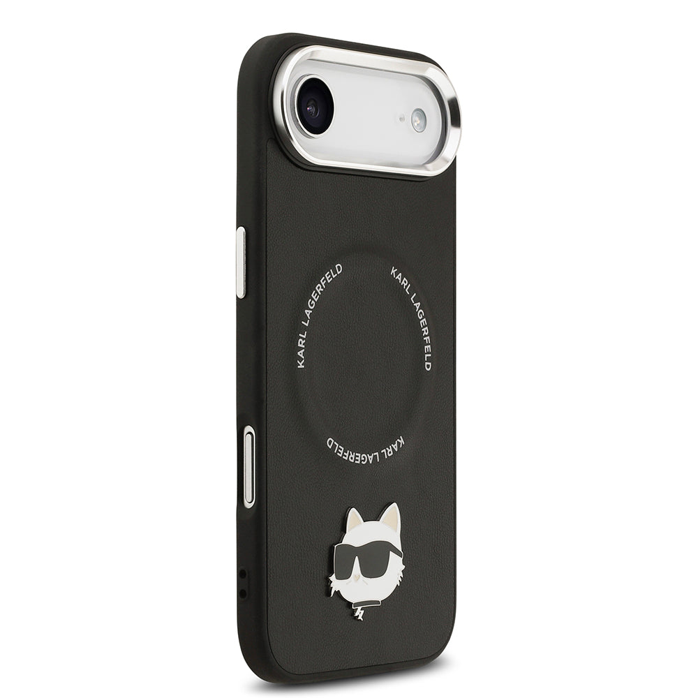 Karl Lagerfeld iPhone 17 Air Orjinal Lisanslı M-safe Şarj Özellikli Metal Kamera ve Buton Tasarımlı Choupette PU Deri Kılıf