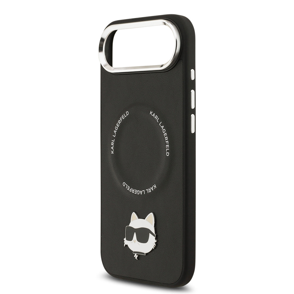 Karl Lagerfeld iPhone 17 Air Orjinal Lisanslı M-safe Şarj Özellikli Metal Kamera ve Buton Tasarımlı Choupette PU Deri Kılıf