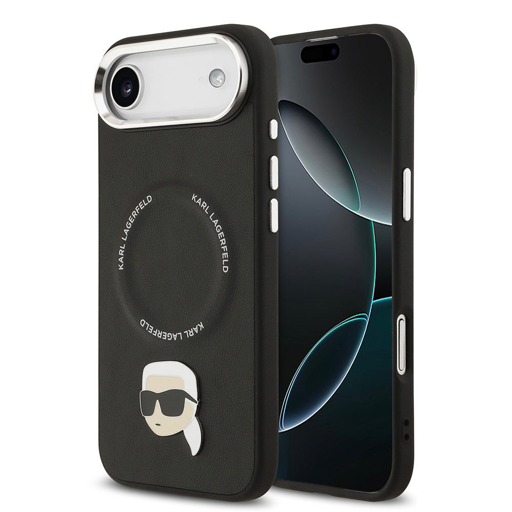 Karl Lagerfeld iPhone 17 Air Orjinal Lisanslı M-safe Şarj Özellikli Metal Kamera ve Buton Tasarımlı Karl PU Deri Kılıf