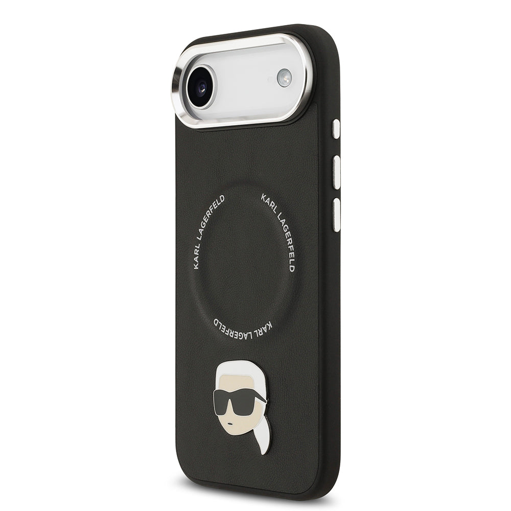 Karl Lagerfeld iPhone 17 Air Orjinal Lisanslı M-safe Şarj Özellikli Metal Kamera ve Buton Tasarımlı Karl PU Deri Kılıf