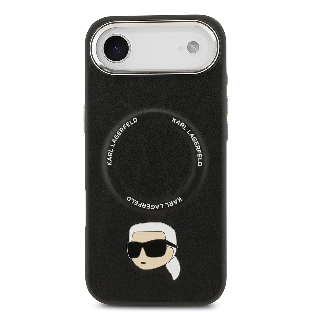 Karl Lagerfeld iPhone 17 Air Orjinal Lisanslı M-safe Şarj Özellikli Metal Kamera ve Buton Tasarımlı Karl PU Deri Kılıf