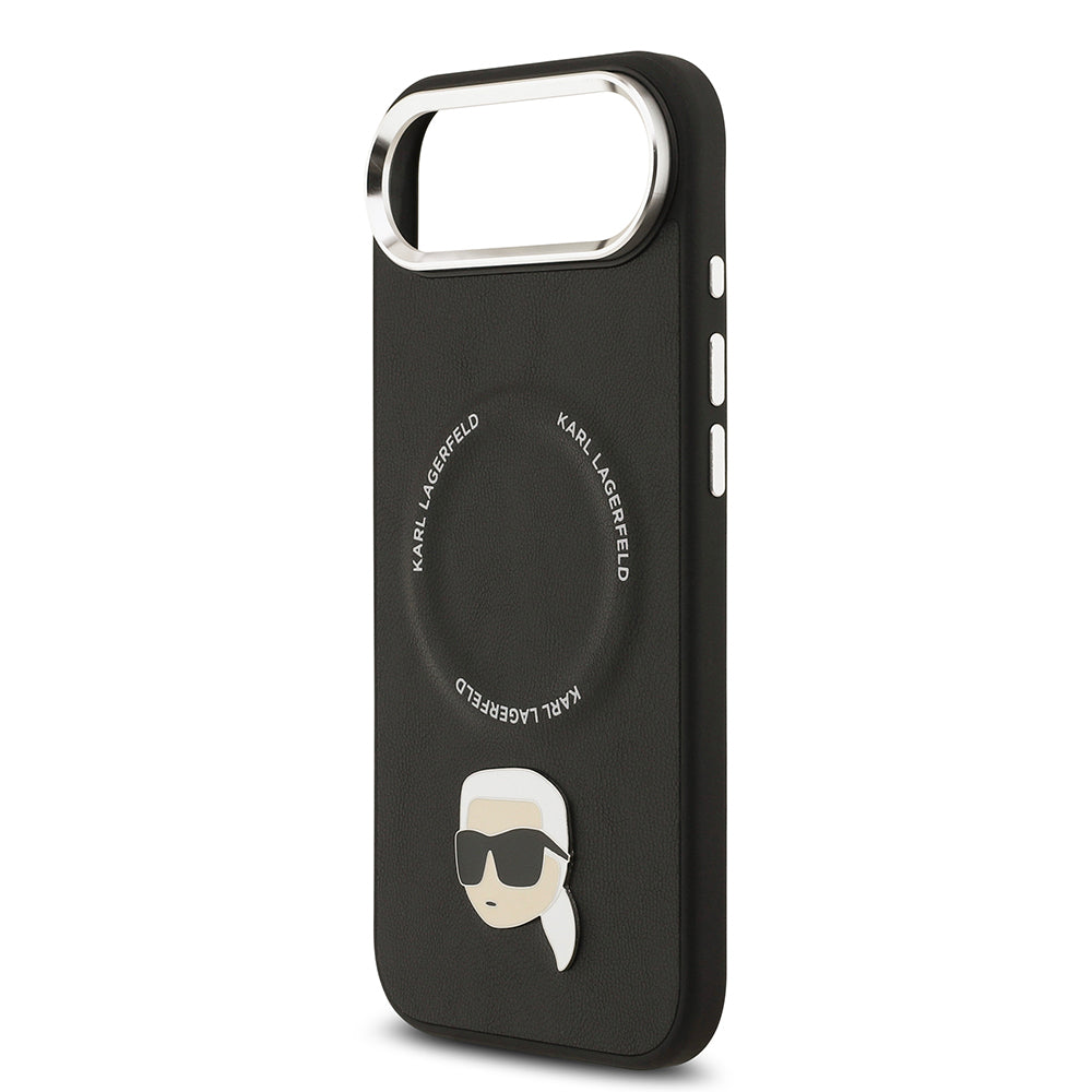 Karl Lagerfeld iPhone 17 Air Orjinal Lisanslı M-safe Şarj Özellikli Metal Kamera ve Buton Tasarımlı Karl PU Deri Kılıf