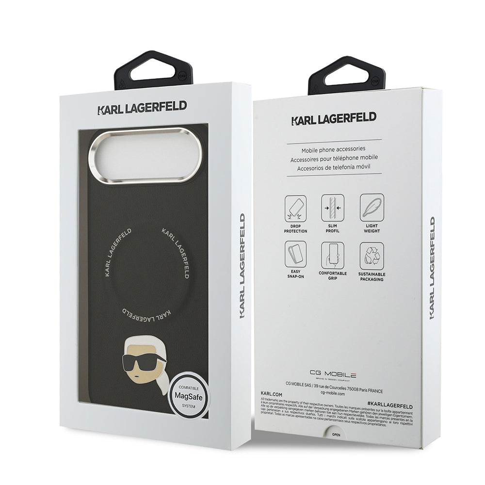 Karl Lagerfeld iPhone 17 Air Orjinal Lisanslı M-safe Şarj Özellikli Metal Kamera ve Buton Tasarımlı Karl PU Deri Kılıf