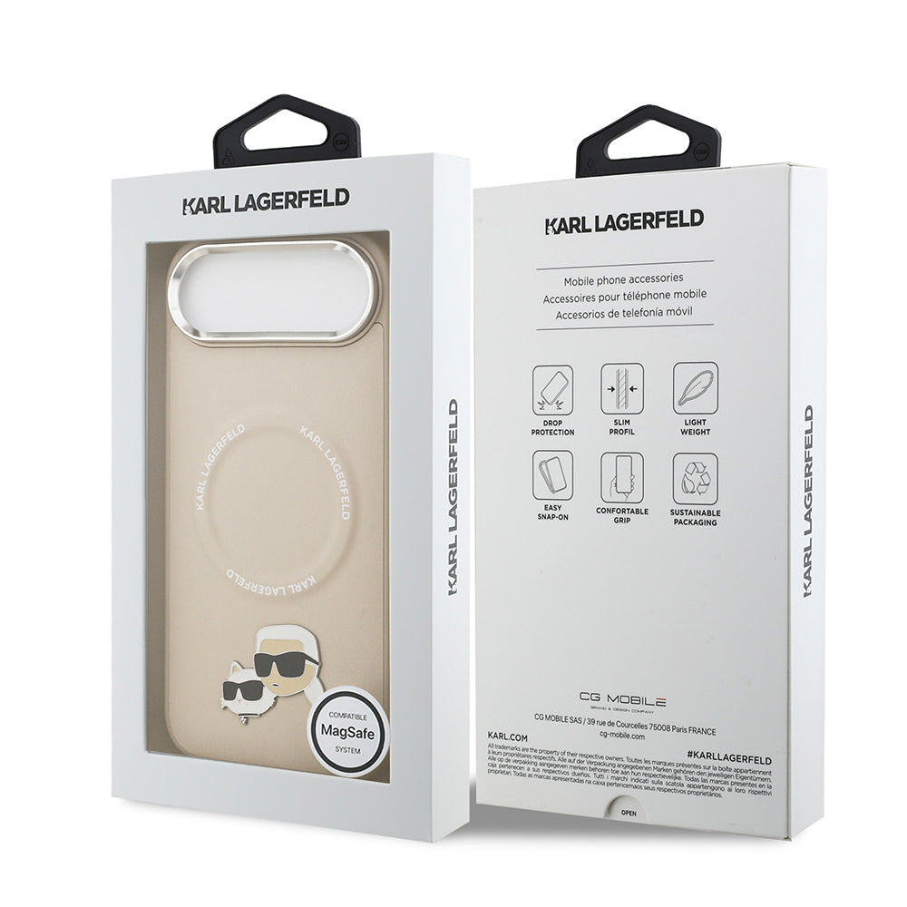 Karl Lagerfeld iPhone 17 Air Orjinal Lisanslı M-safe Şarj Özellikli Metal Kamera ve Buton Tasarımlı K&C PU Deri Kılıf