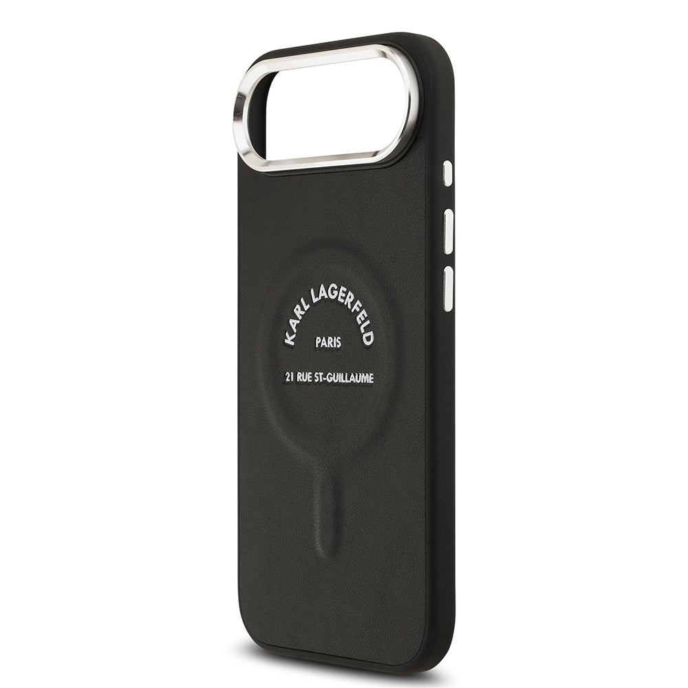 Karl Lagerfeld iPhone 17 Air Orjinal Lisanslı M-safe Şarj Özellikli Metal Kamera ve Buton Tasarımlı Paris RSG PU Deri Kılıf