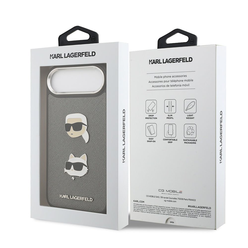 Karl Lagerfeld iPhone 17 Air Orjinal Lisanslı Metal Logolu K&C Heads Pin Kılıf