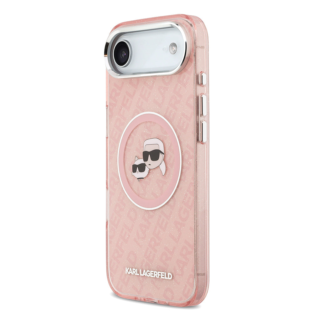 Karl Lagerfeld iPhone 17 Air Orjinal Lisanslı Parlayan Simli Karl & Choupette Heads Kılıf