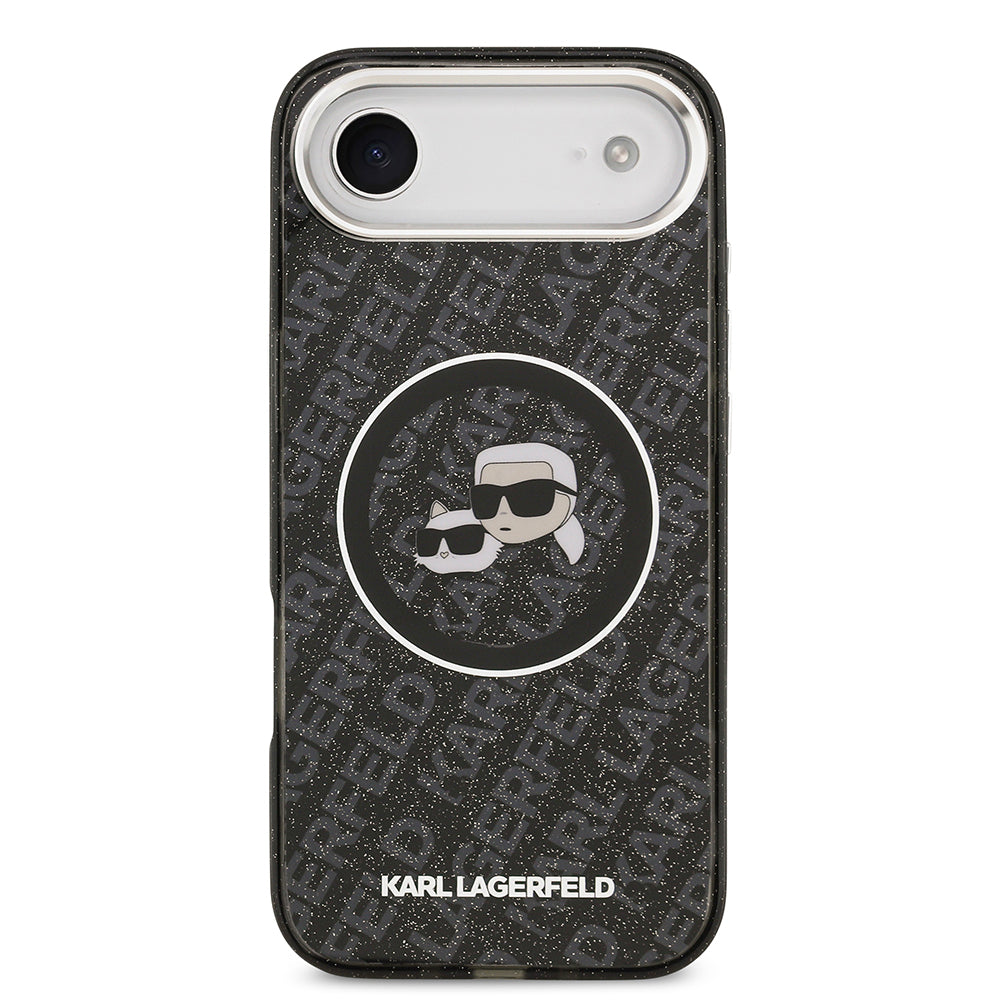 Karl Lagerfeld iPhone 17 Air Orjinal Lisanslı Parlayan Simli Karl & Choupette Heads Kılıf