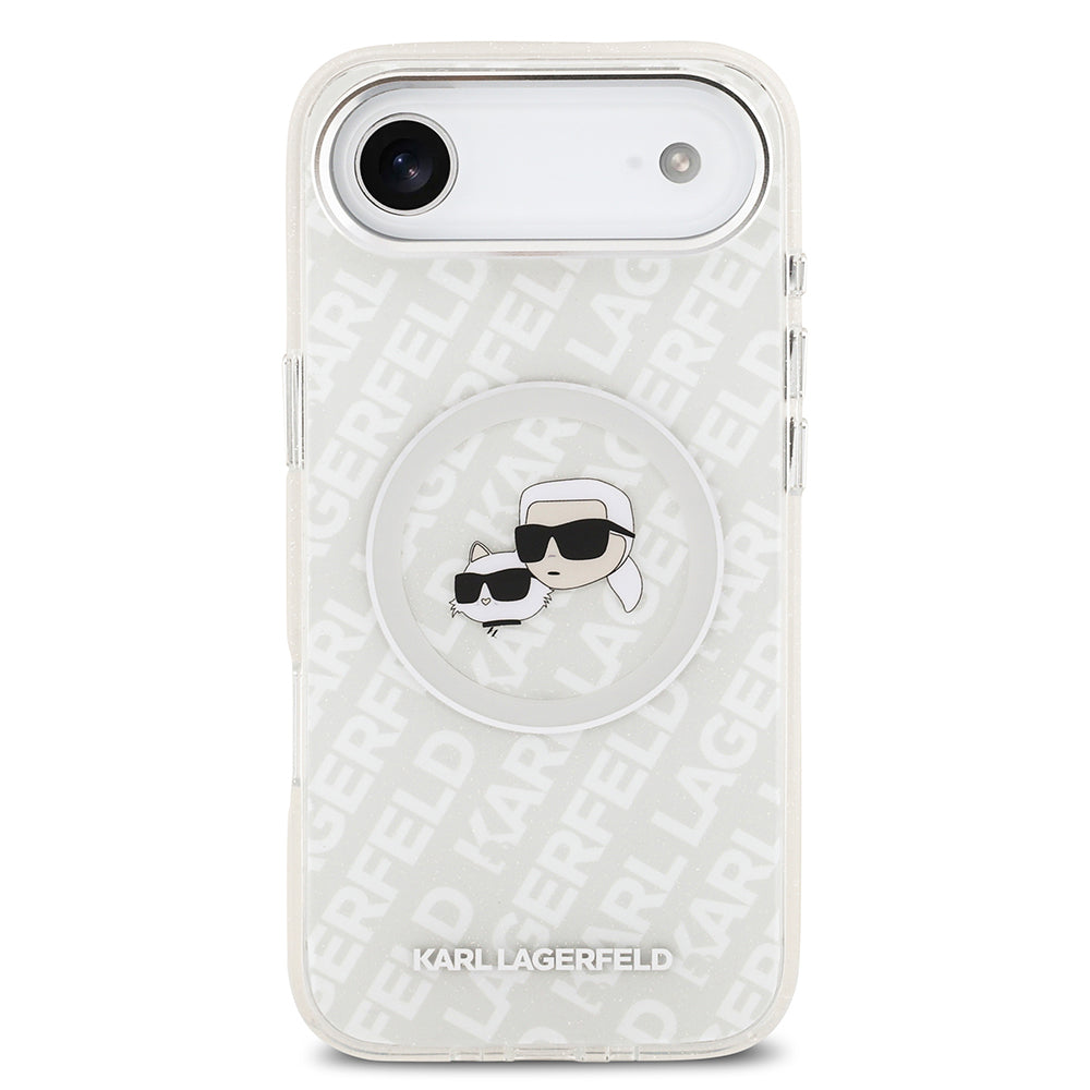 Karl Lagerfeld iPhone 17 Air Orjinal Lisanslı Parlayan Simli Karl & Choupette Heads Kılıf