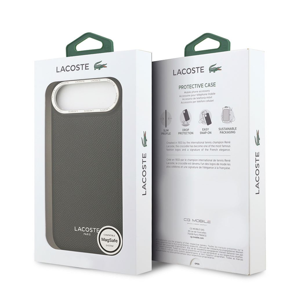 Lacoste iPhone 17 Air Orjinal Lisanslı M-safe Şarj Özellikli Champs Elysees PU Deri Tasarımlı Kılıf