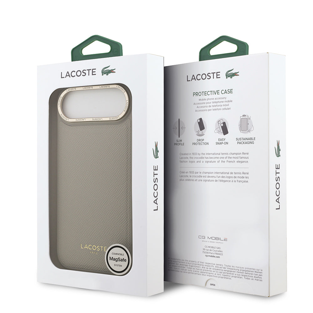 Lacoste iPhone 17 Air Orjinal Lisanslı M-safe Şarj Özellikli Champs Elysees PU Deri Tasarımlı Kılıf