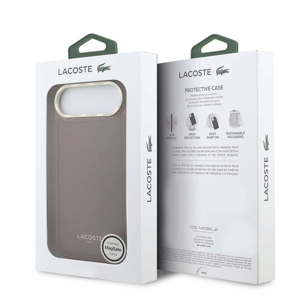 Lacoste iPhone 17 Air Orjinal Lisanslı M-safe Şarj Özellikli Champs Elysees PU Deri Tasarımlı Kılıf
