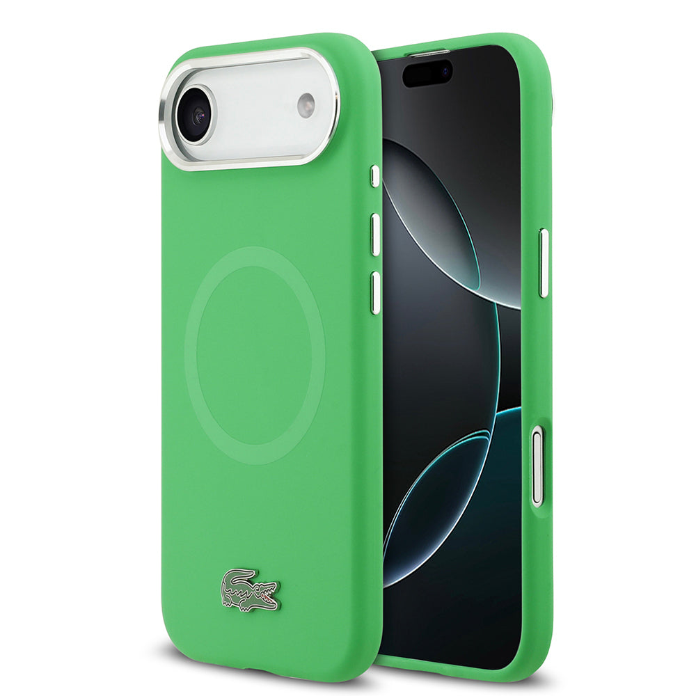 Lacoste iPhone 17 Air Orjinal Lisanslı M-safe Şarj Özellikli İkonik Logolu Metal Kamera Çerçeveli Silikon Kılıf