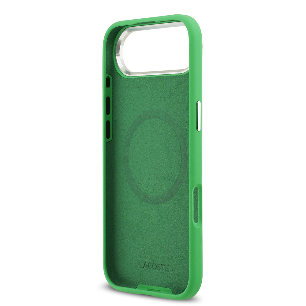 Lacoste iPhone 17 Air Orjinal Lisanslı M-safe Şarj Özellikli İkonik Logolu Metal Kamera Çerçeveli Silikon Kılıf