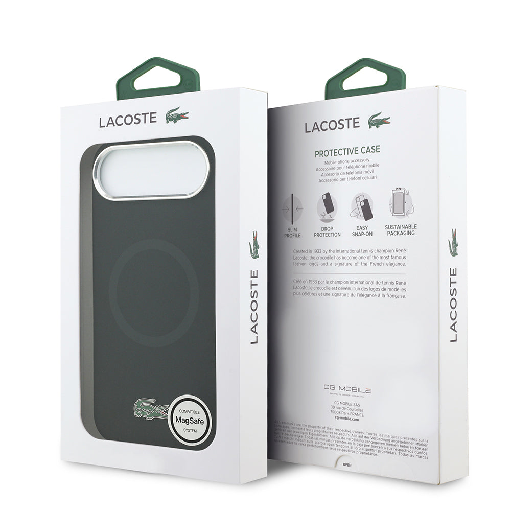 Lacoste iPhone 17 Air Orjinal Lisanslı M-safe Şarj Özellikli İkonik Logolu Metal Kamera Çerçeveli Silikon Kılıf