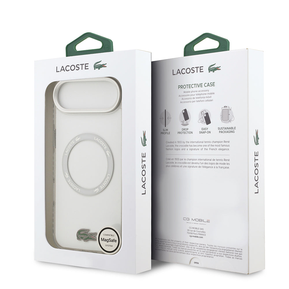 Lacoste iPhone 17 Air Orjinal Lisanslı M-safe Şarj Özellikli İkonik Timsah Logolu Buzlu Kılıf