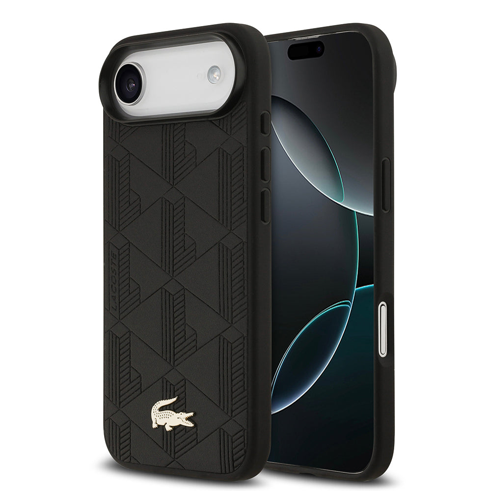 Lacoste iPhone 17 Air Orjinal Lisanslı M-safe Şarj Özellikli PU Deri Tasarımlı Karışık Monogram Desenli Kılıf
