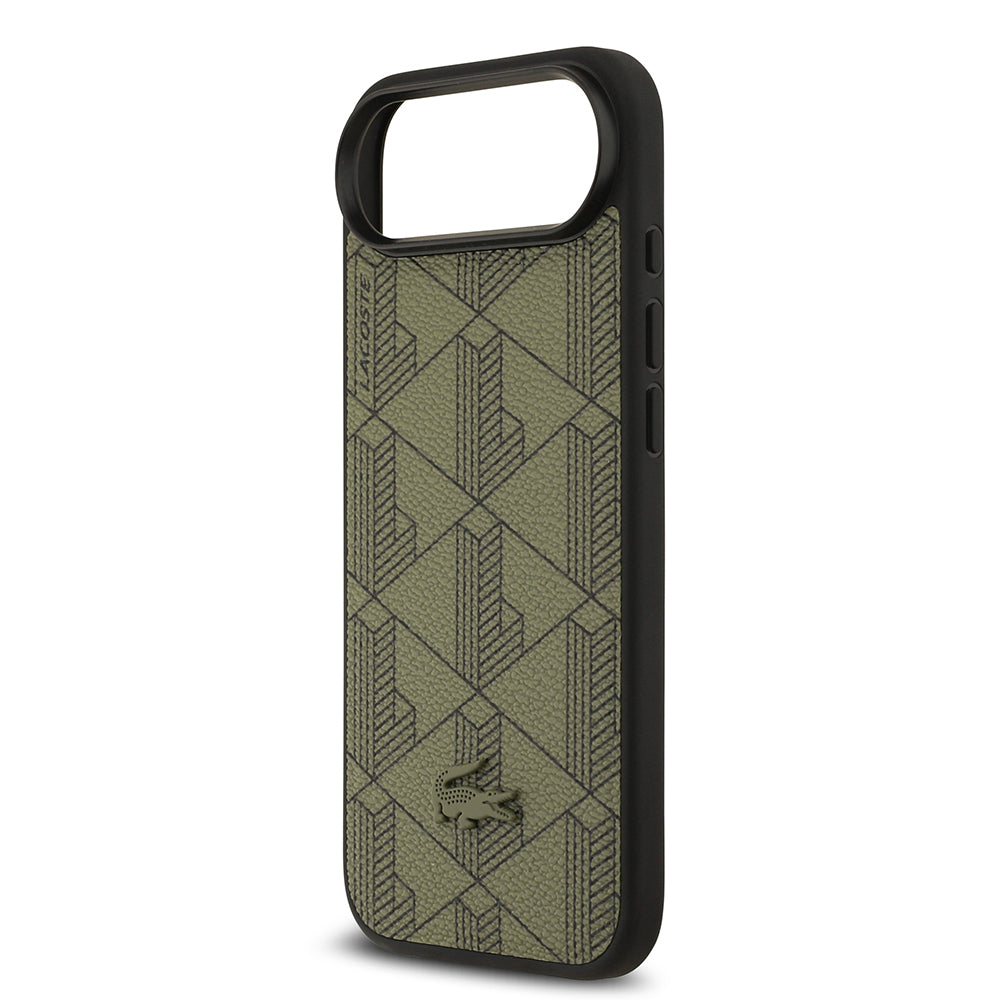 Lacoste iPhone 17 Air Orjinal Lisanslı M-safe Şarj Özellikli PU Deri Tasarımlı Kartlıklı Karışık Monogram Desenli Kılıf