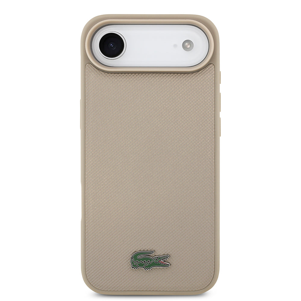 Lacoste iPhone 17 Air Orjinal Lisanslı M-safe Şarj Özellikli PU Pike Desenli Metal Logolu Kartlıklı Kılıf