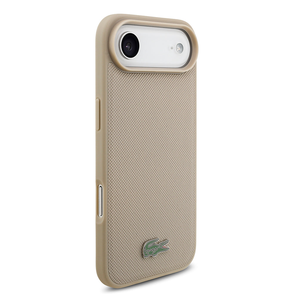 Lacoste iPhone 17 Air Orjinal Lisanslı M-safe Şarj Özellikli PU Pike Desenli Metal Logolu Kartlıklı Kılıf